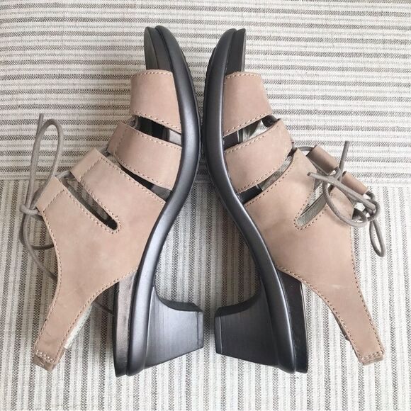 Abeo GEORGIA Tan Crisscross Lace Heeled Open Toe Gladiator Slingback Sandal - Picture 10 of 16